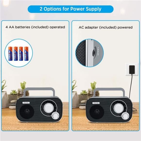 AM FM Portable Radio Plug in Wall or Battery Operated for Home & Outdoor - Picture 3 of 6